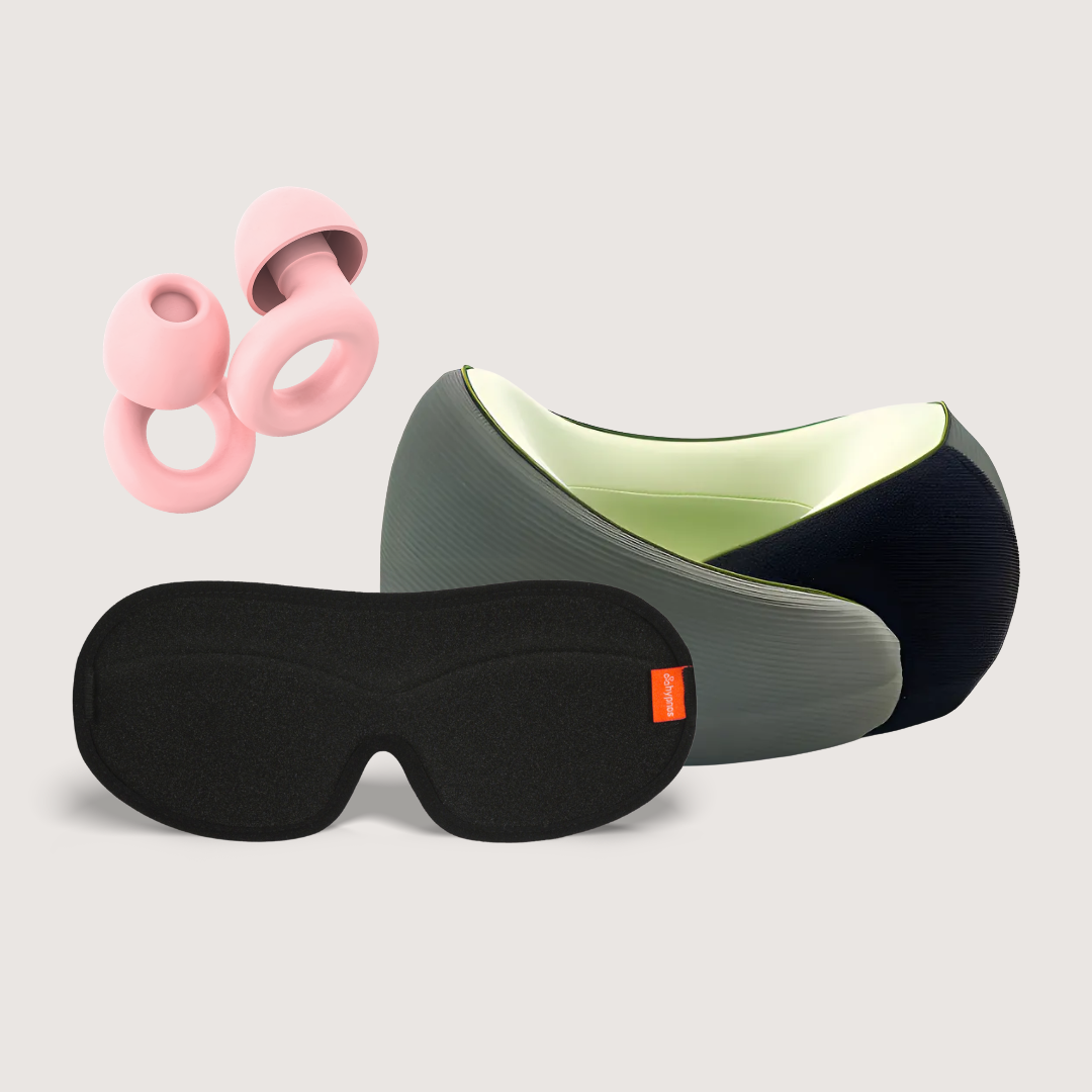 cojín de cuello + antifaz + tapones