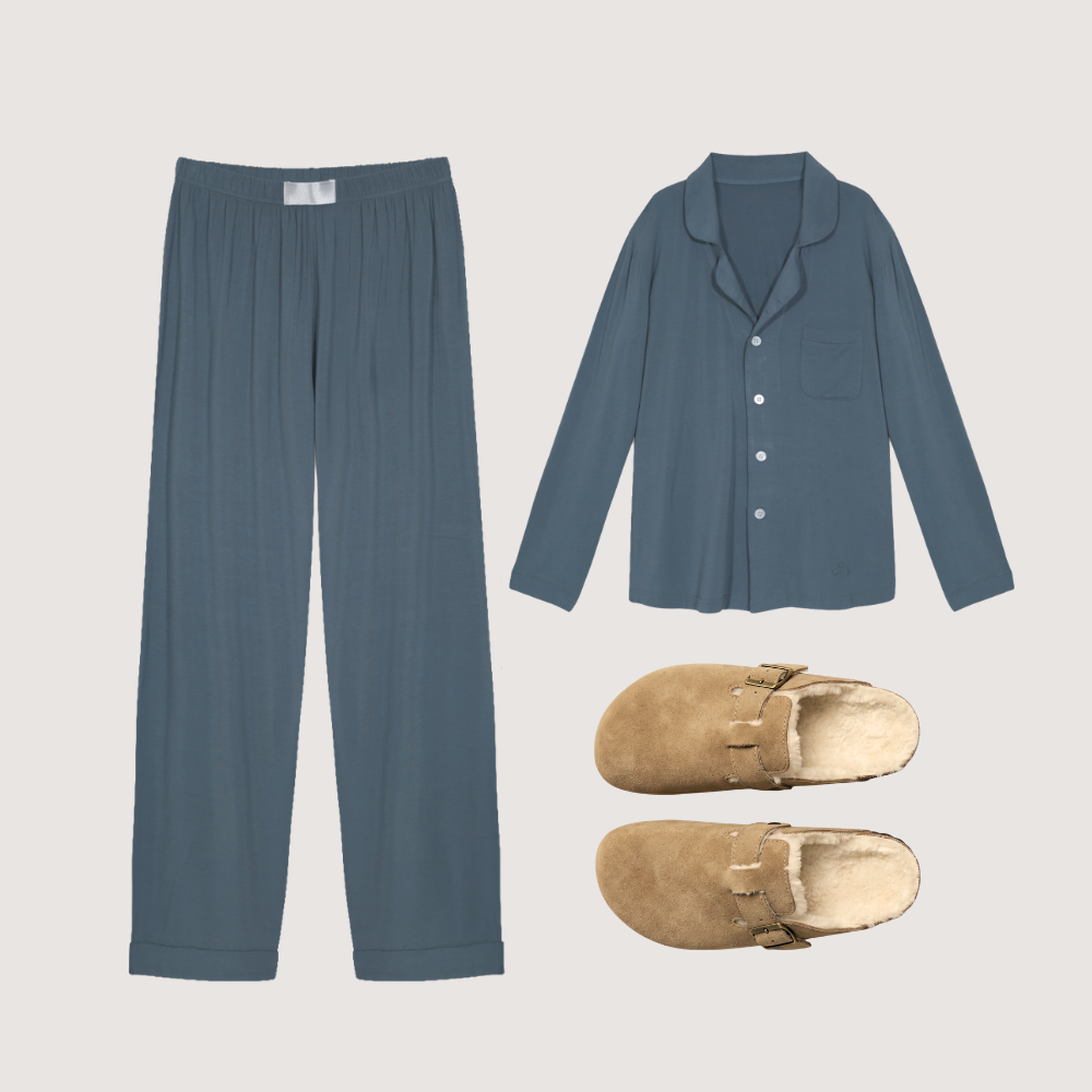 pantuflas cozy + pijama mujer