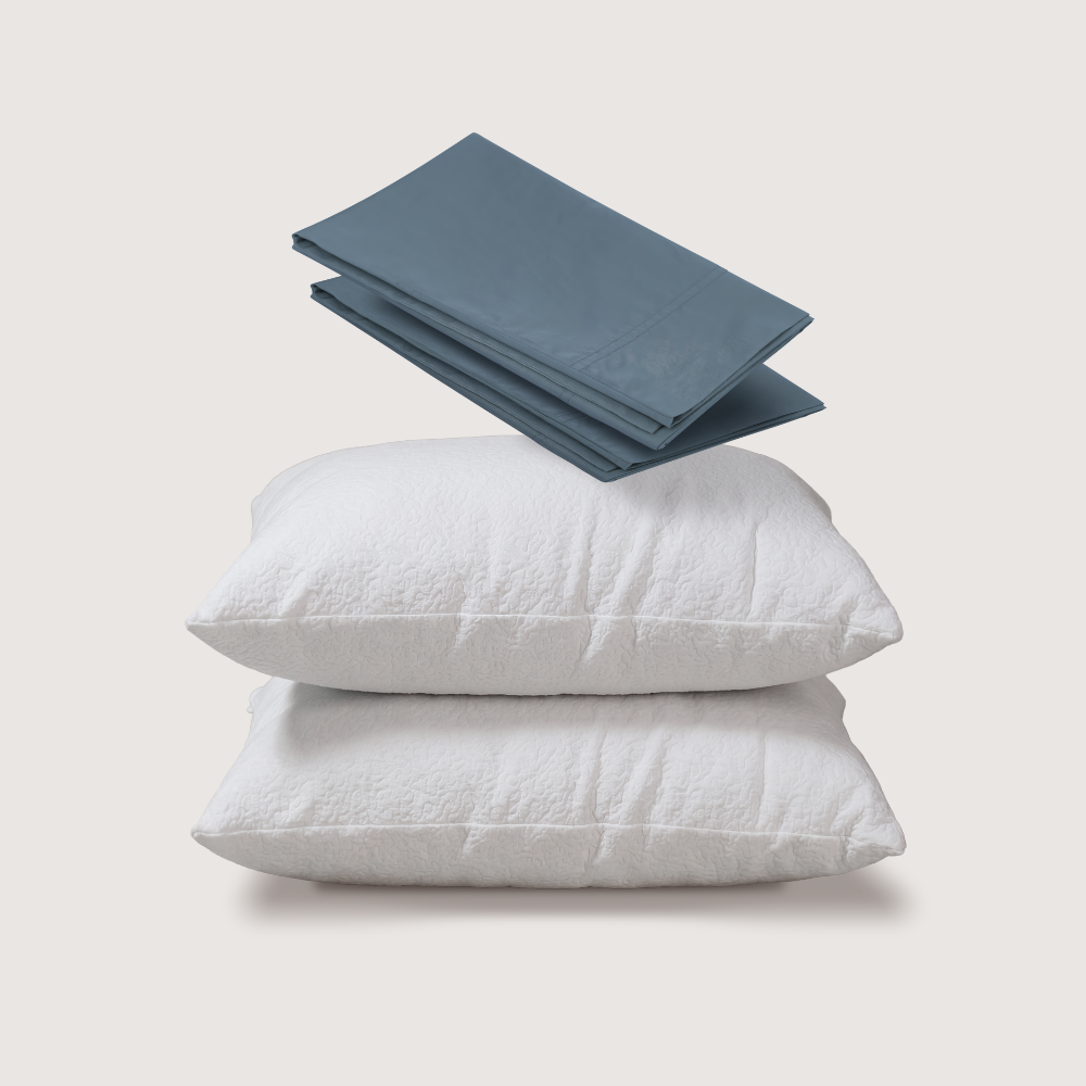 almohadas + fundas de algodón