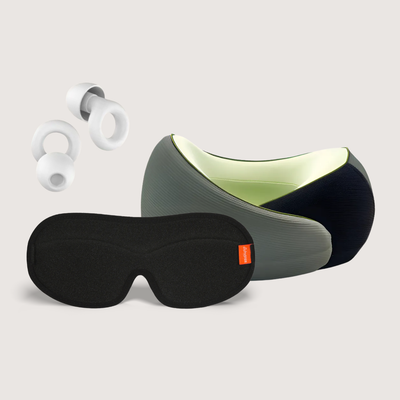 cojín de cuello + antifaz + tapones