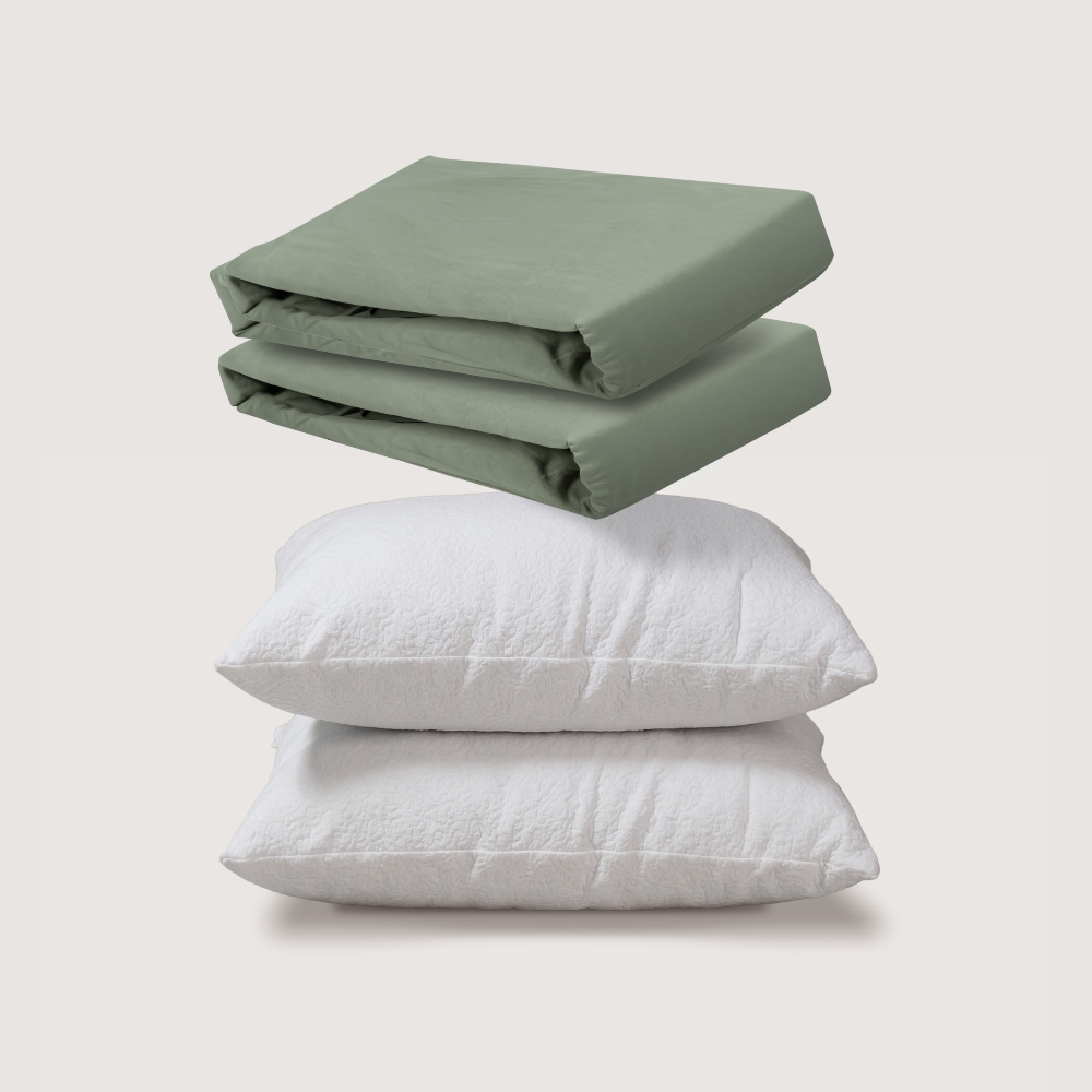 sábanas de algodón + almohadas