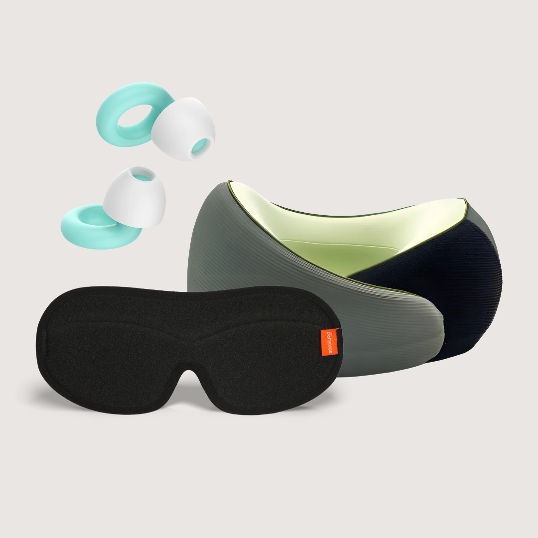 cojín de cuello + antifaz + tapones