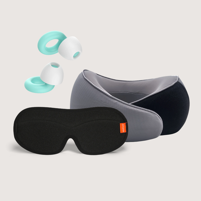 cojín de cuello + antifaz + tapones