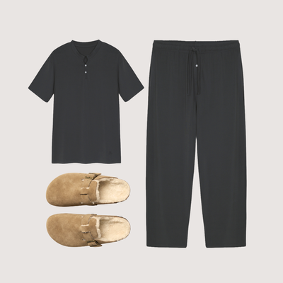pantuflas cozy + pijama hombre