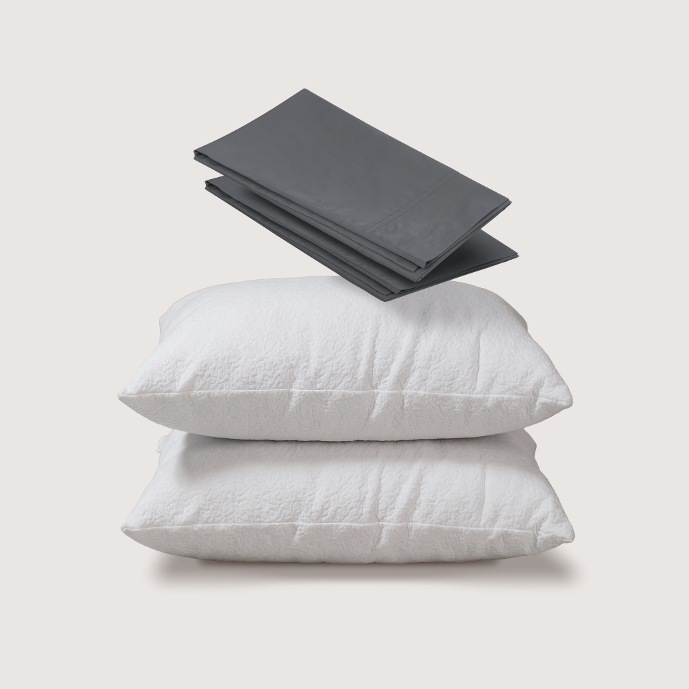 almohadas + fundas de algodón