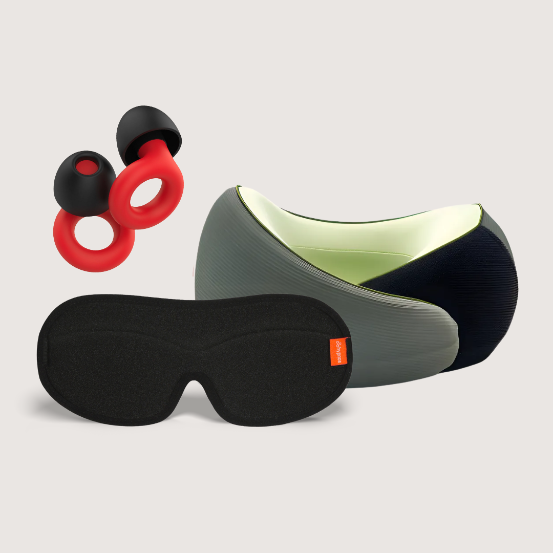 cojín de cuello + antifaz + tapones